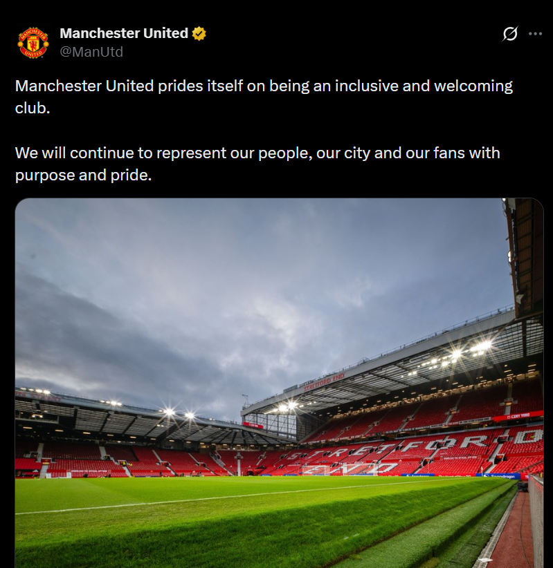 Manchester United release statement hailing ?diversity of city? after owner Sir Jim Ratcliffe
